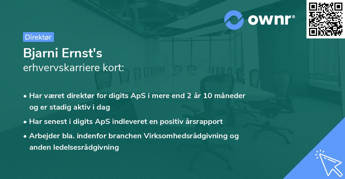 Bjarni Ernst's erhvervskarriere kort