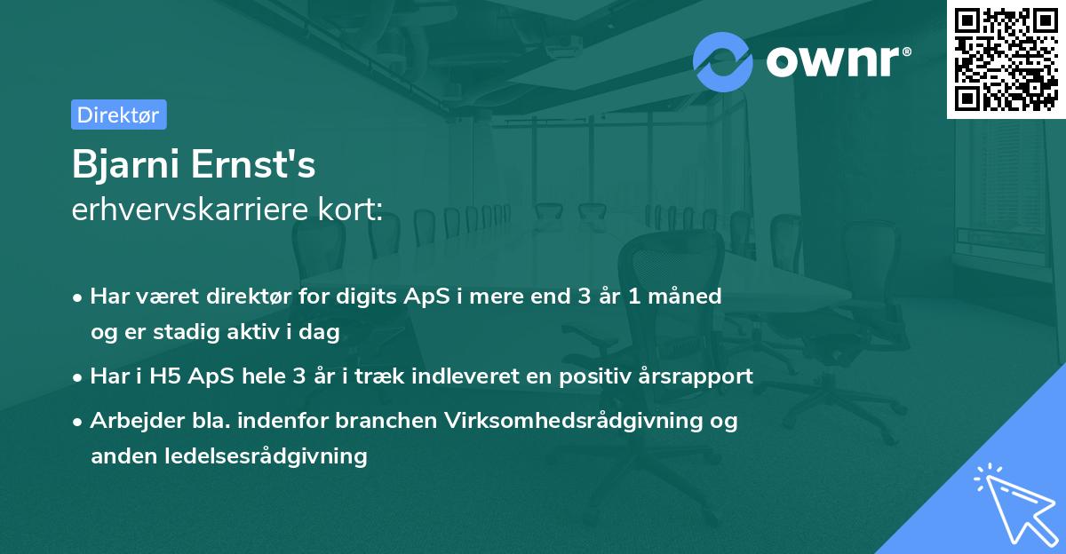 Bjarni Ernst's erhvervskarriere kort