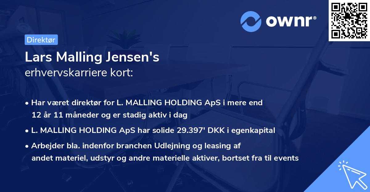 Lars Malling Jensen's erhvervskarriere kort