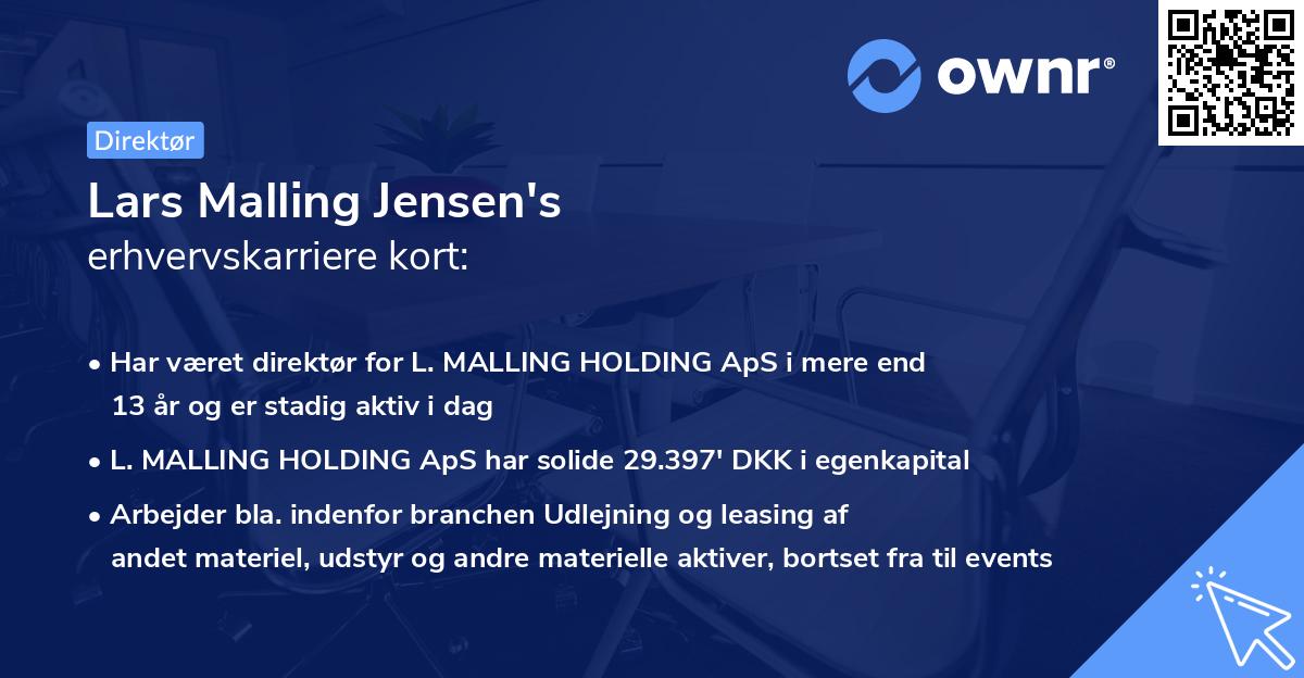 Lars Malling Jensen's erhvervskarriere kort