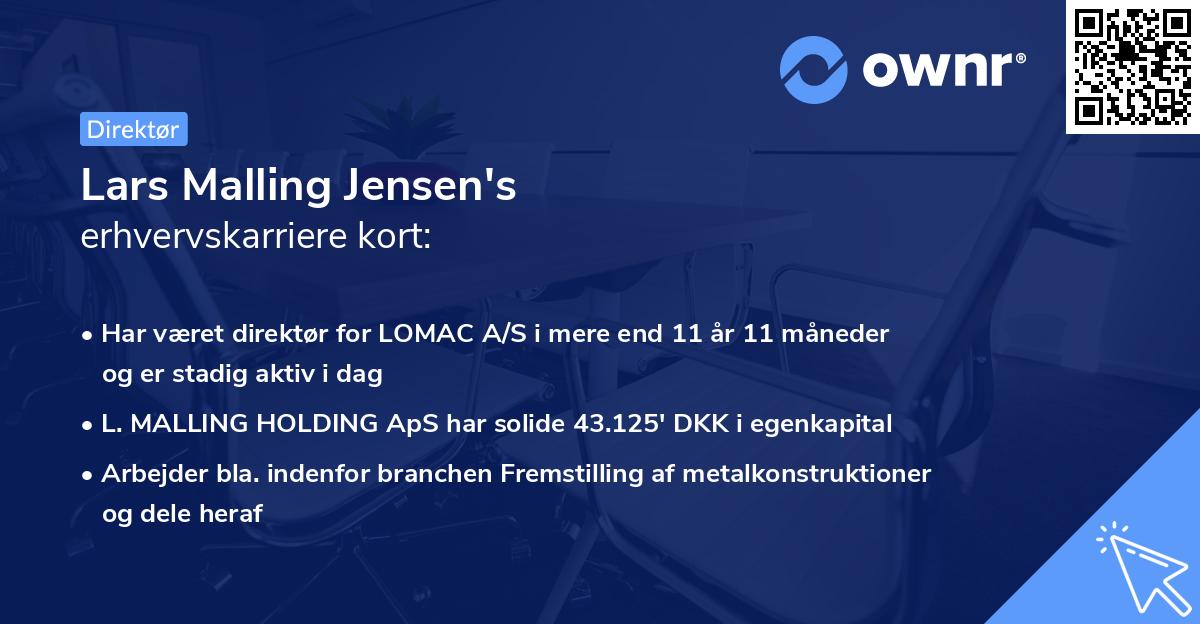 Lars Malling Jensen's erhvervskarriere kort