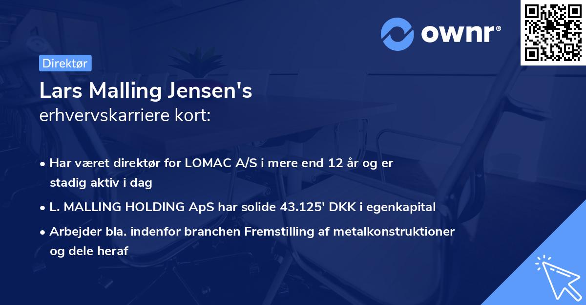 Lars Malling Jensen's erhvervskarriere kort