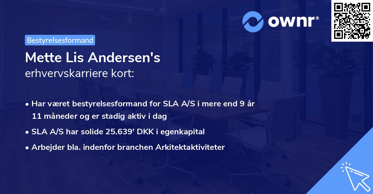 Mette Lis Andersen's erhvervskarriere kort