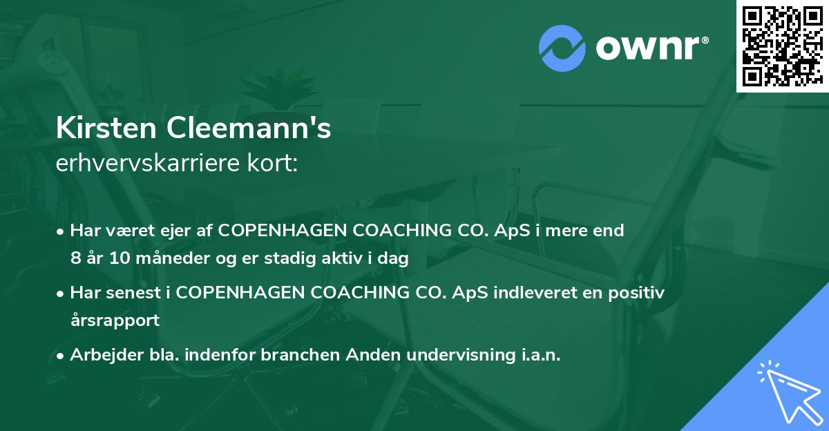Kirsten Cleemann's erhvervskarriere kort