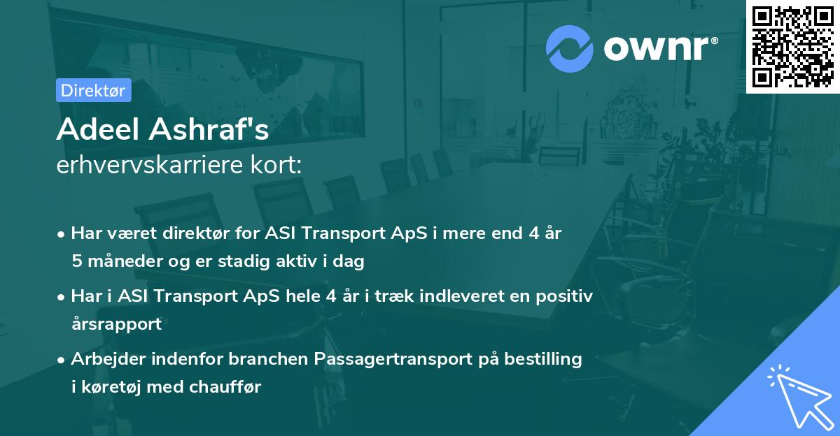 Adeel Ashraf's erhvervskarriere kort