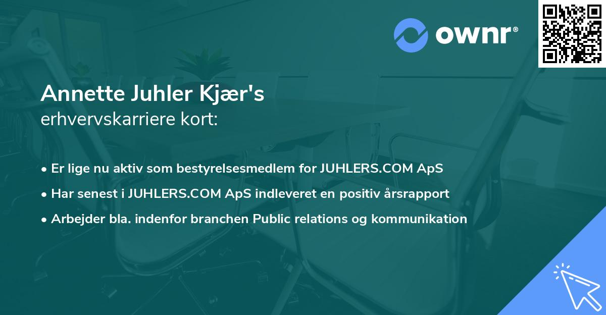 Annette Juhler Kjær's erhvervskarriere kort