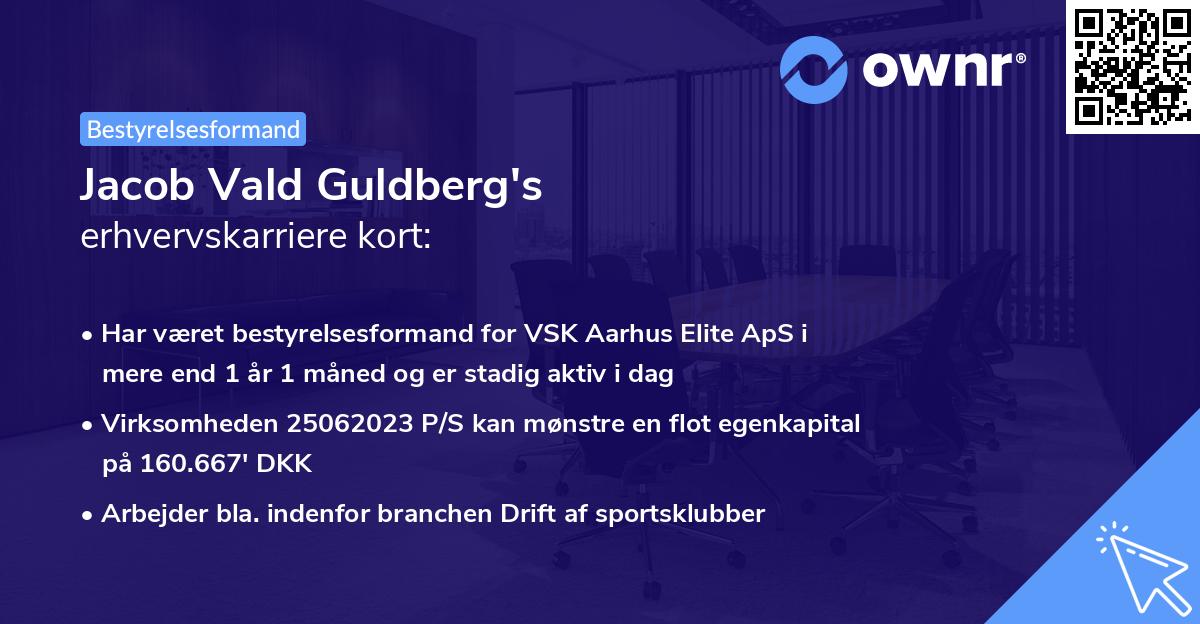 Jacob Vald Guldberg's erhvervskarriere kort