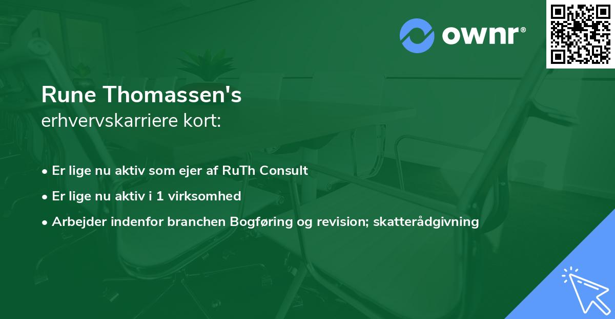 Rune Thomassen's erhvervskarriere kort