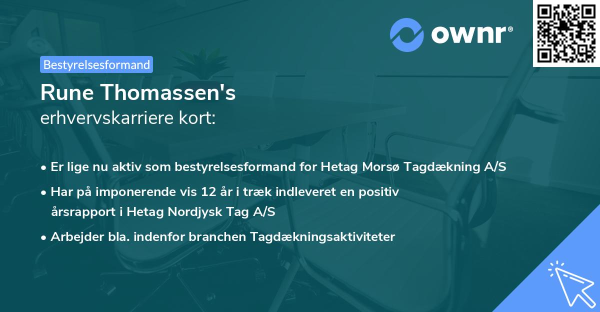 Rune Thomassen's erhvervskarriere kort