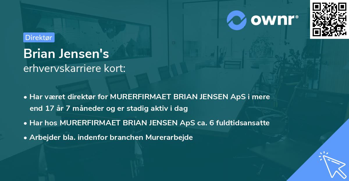Brian Jensen's erhvervskarriere kort