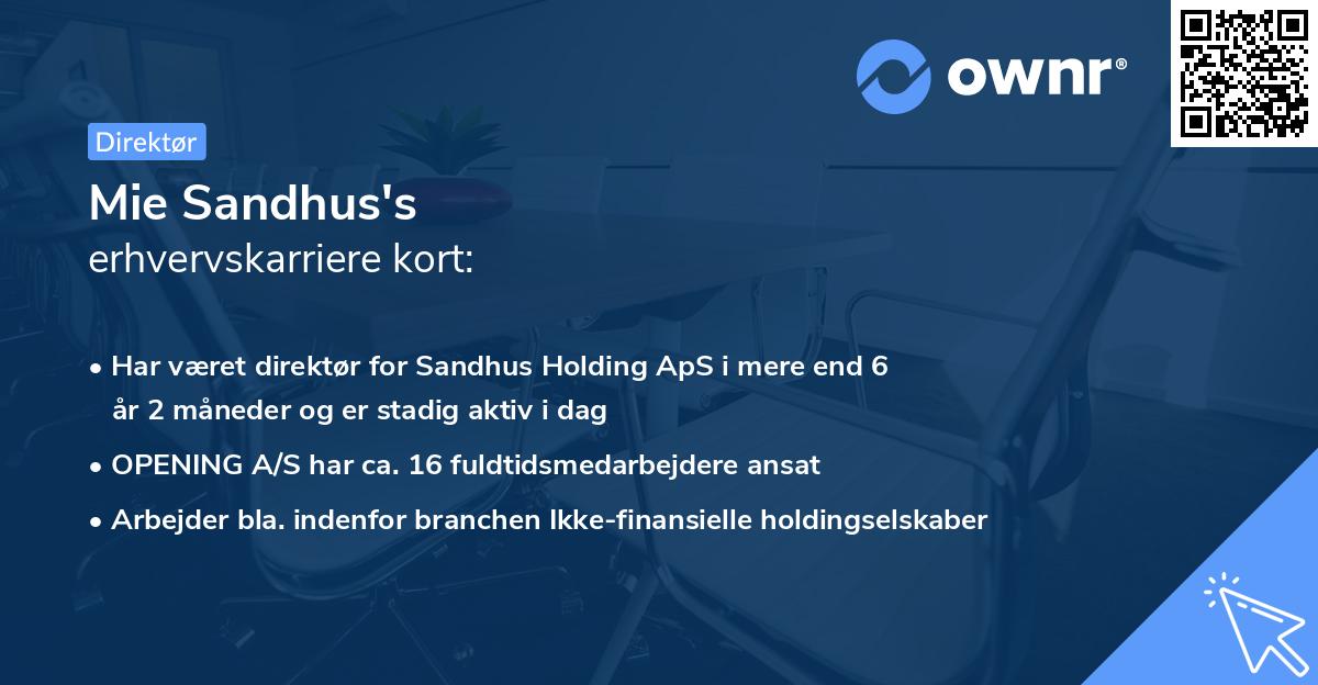 Mie Sandhus's erhvervskarriere kort