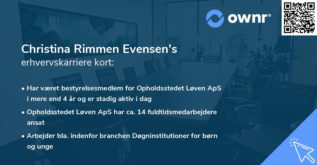 Christina Rimmen Evensen's erhvervskarriere kort