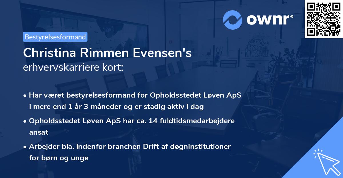 Christina Rimmen Evensen's erhvervskarriere kort