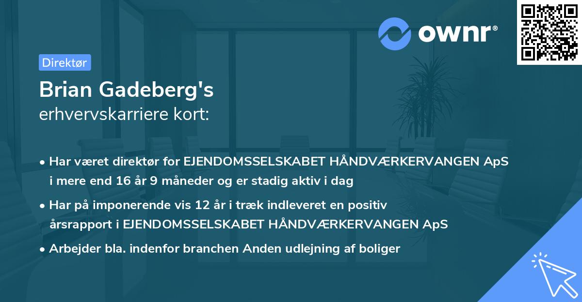 Brian Gadeberg's erhvervskarriere kort