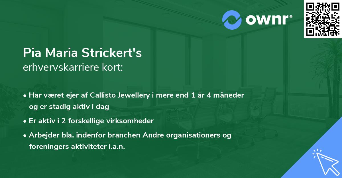 Pia Maria Strickert's erhvervskarriere kort