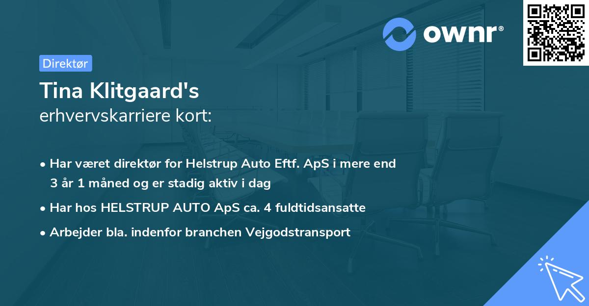 Tina Klitgaard's erhvervskarriere kort