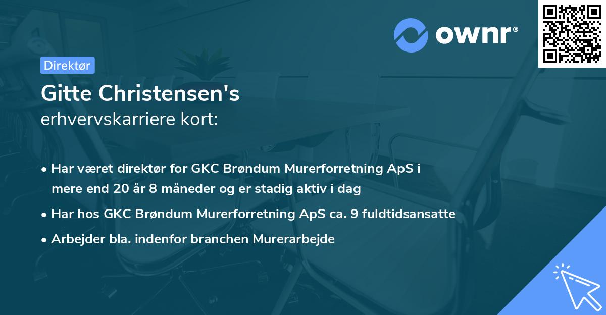 Gitte Christensen's erhvervskarriere kort