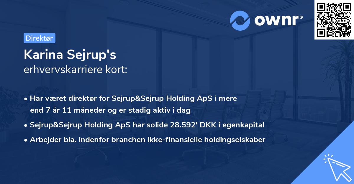 Karina Sejrup's erhvervskarriere kort