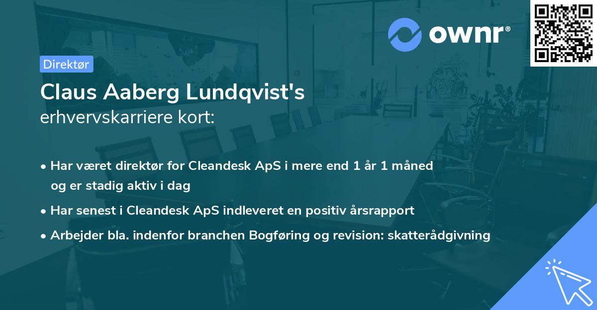 Claus Aaberg Lundqvist's erhvervskarriere kort