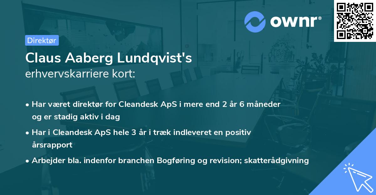 Claus Aaberg Lundqvist's erhvervskarriere kort
