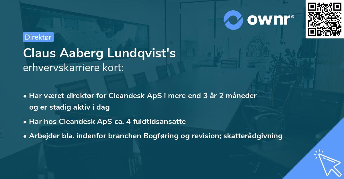 Claus Aaberg Lundqvist's erhvervskarriere kort