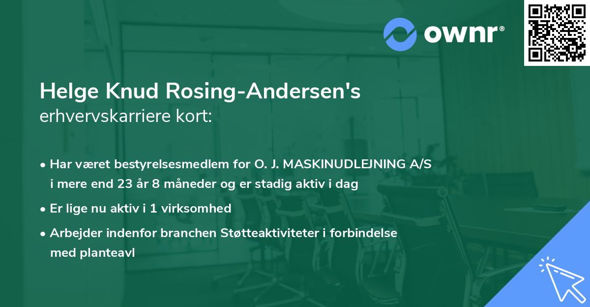 Helge Knud Rosing-Andersen's erhvervskarriere kort