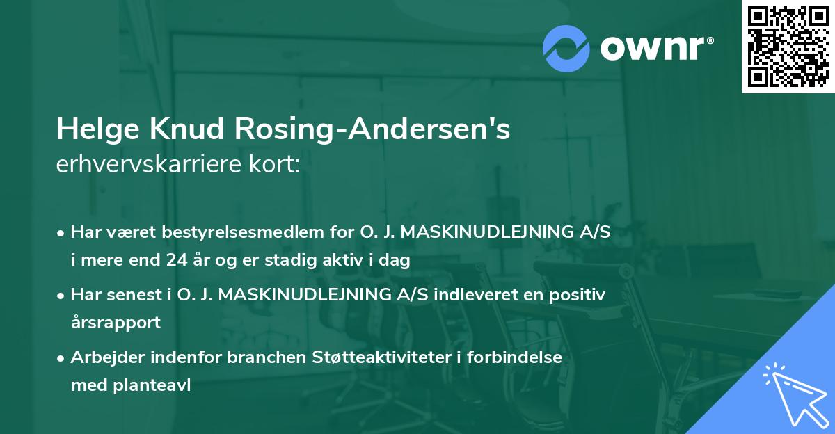 Helge Knud Rosing-Andersen's erhvervskarriere kort