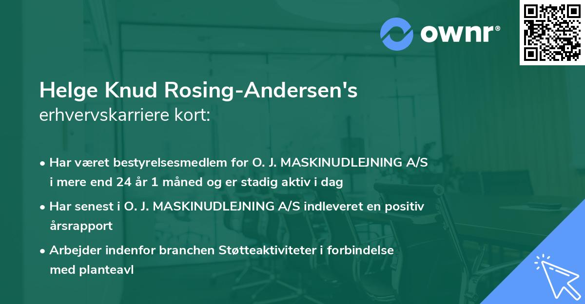 Helge Knud Rosing-Andersen's erhvervskarriere kort