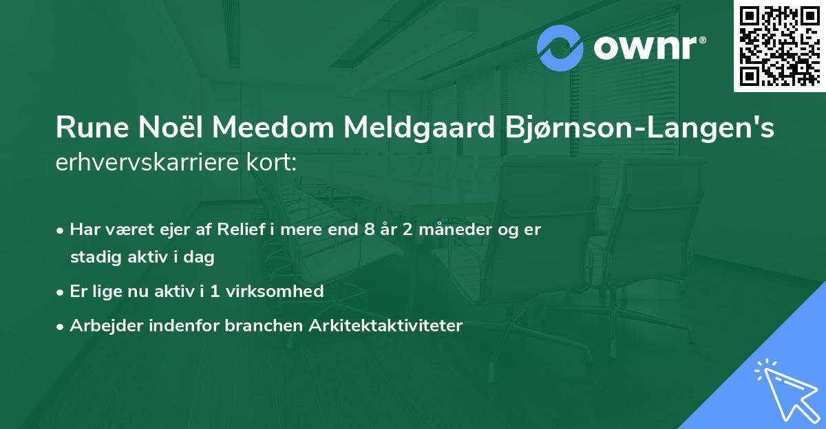 Rune Noël Meedom Meldgaard Bjørnson-Langen's erhvervskarriere kort