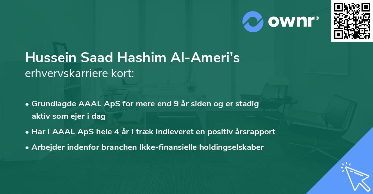 Hussein Saad Hashim Al-Ameri's erhvervskarriere kort