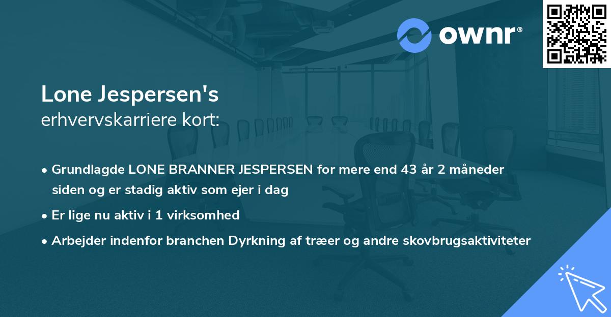 Lone Jespersen's erhvervskarriere kort