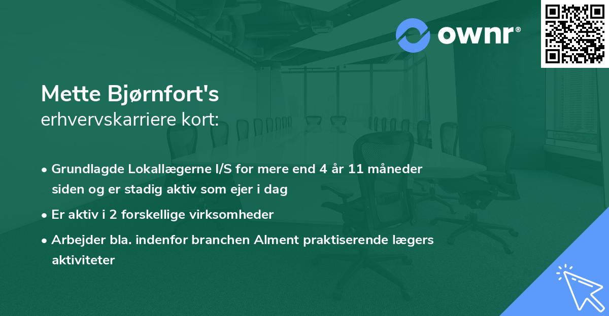 Mette Bjørnfort's erhvervskarriere kort