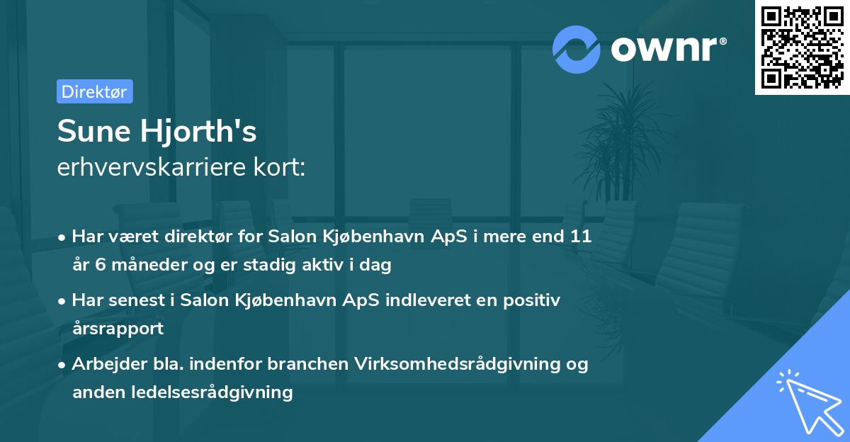 Sune Hjorth's erhvervskarriere kort