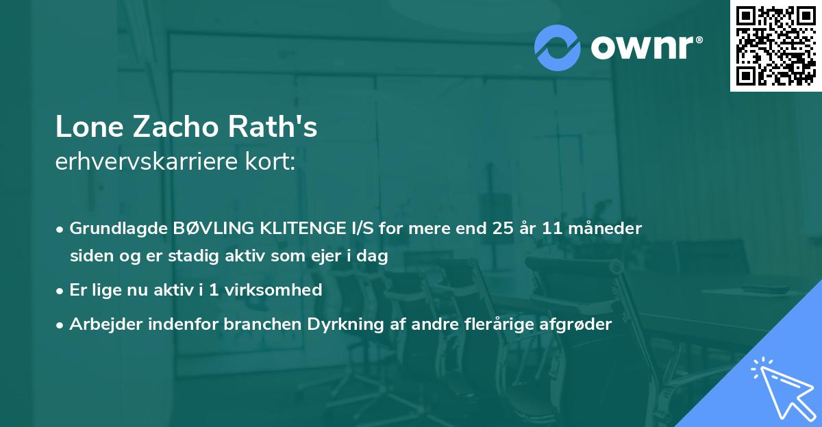 Lone Zacho Rath's erhvervskarriere kort