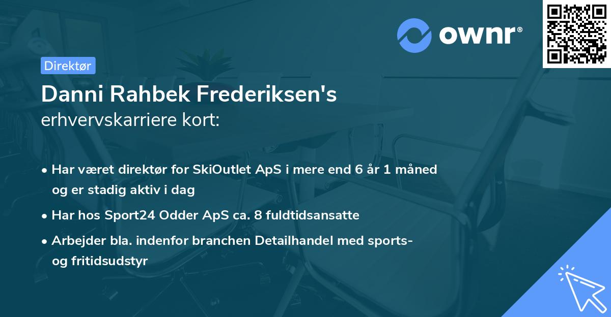 Danni Rahbek Frederiksen's erhvervskarriere kort