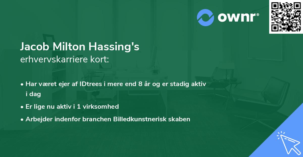 Jacob Milton Hassing's erhvervskarriere kort