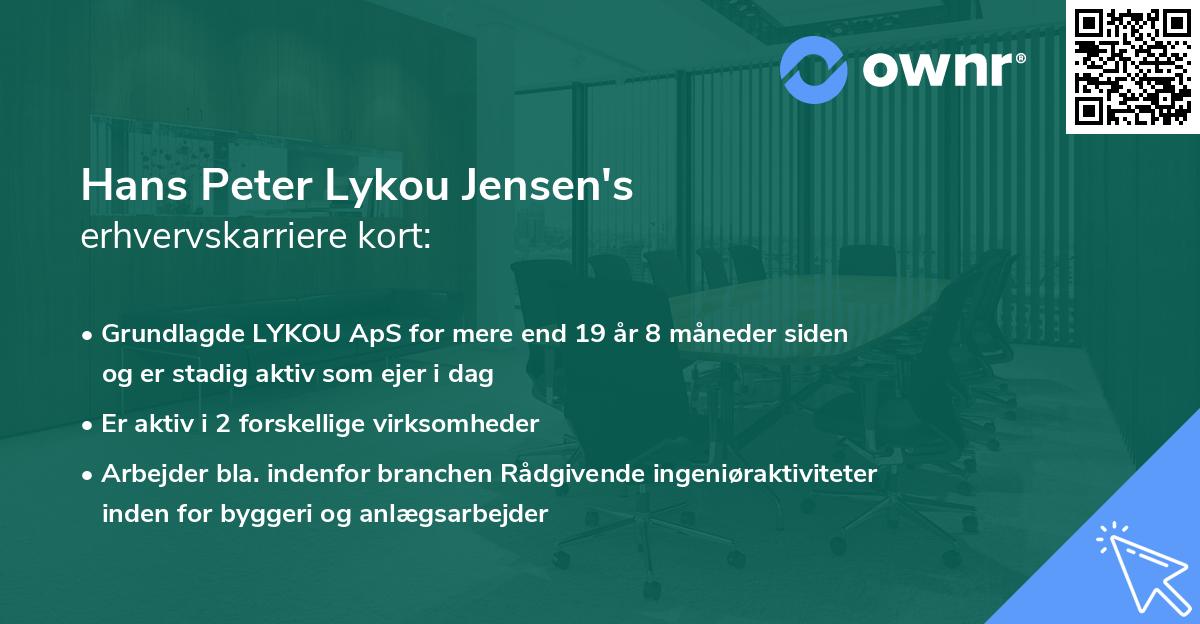 Hans Peter Lykou Jensen's erhvervskarriere kort