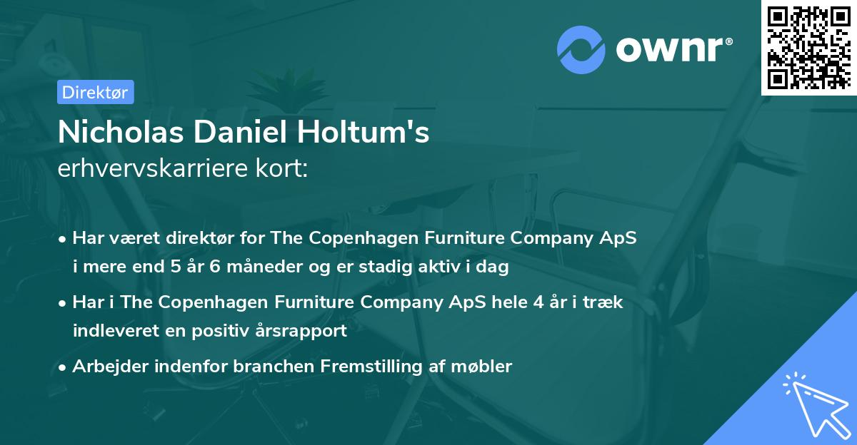 Nicholas Daniel Holtum's erhvervskarriere kort