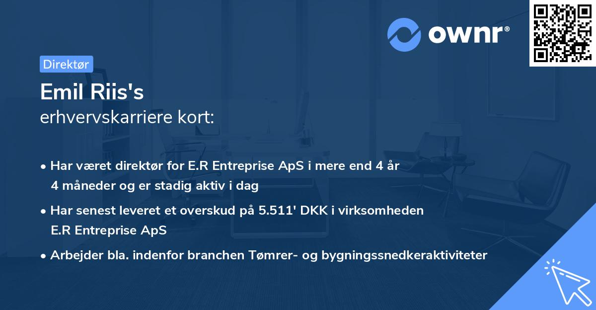 Emil Riis's erhvervskarriere kort