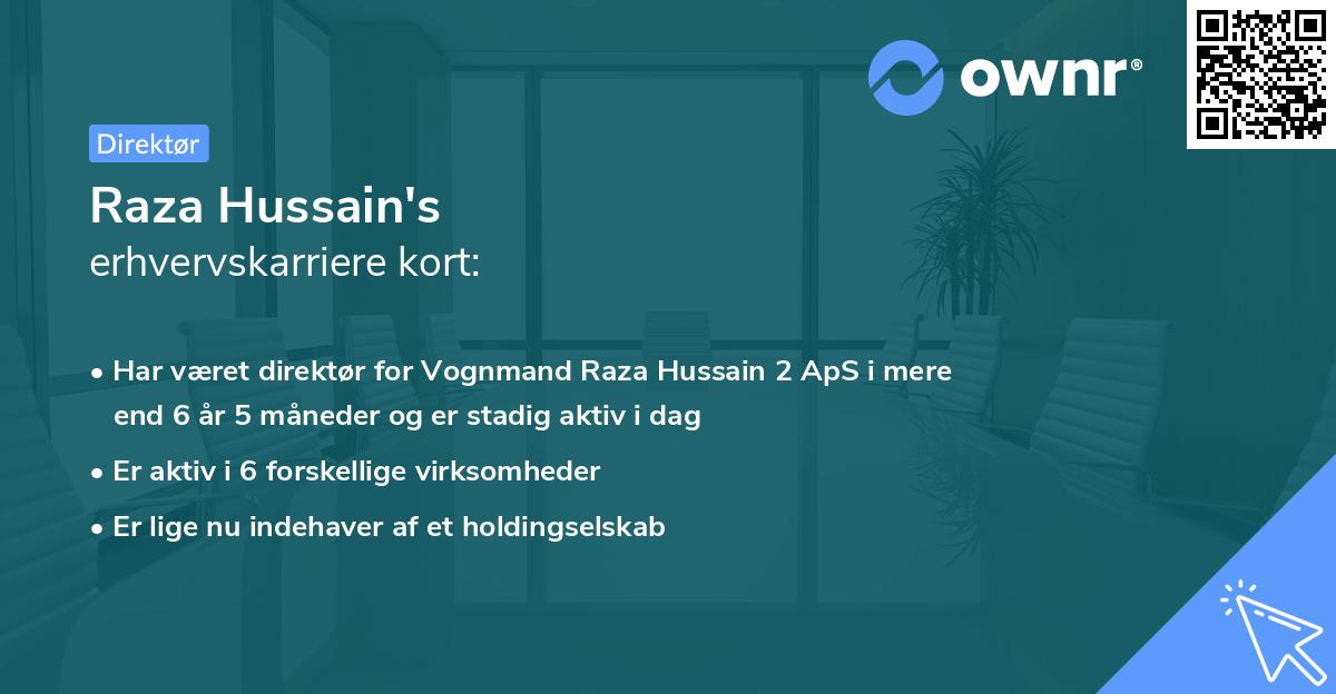 Raza Hussain's erhvervskarriere kort