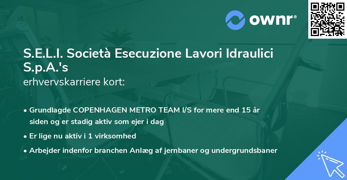 S.E.L.I. Società Esecuzione Lavori Idraulici S.p.A.'s erhvervskarriere kort