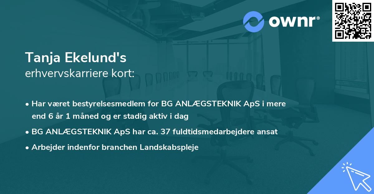Tanja Ekelund's erhvervskarriere kort