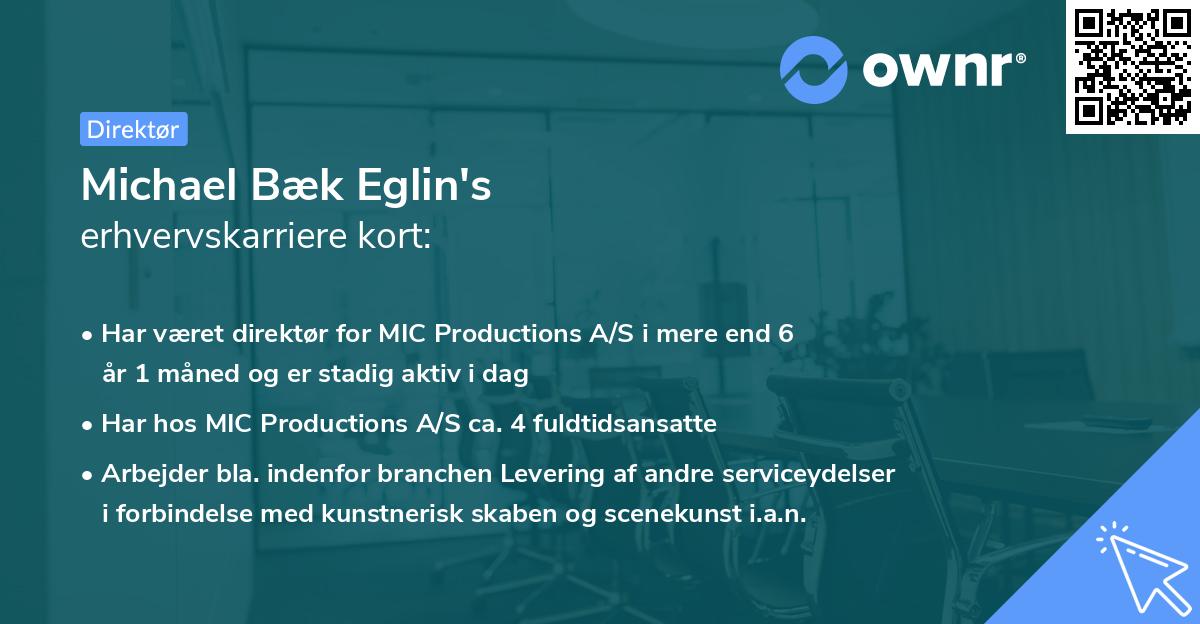 Michael Bæk Eglin's erhvervskarriere kort