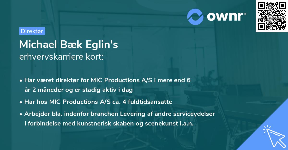 Michael Bæk Eglin's erhvervskarriere kort