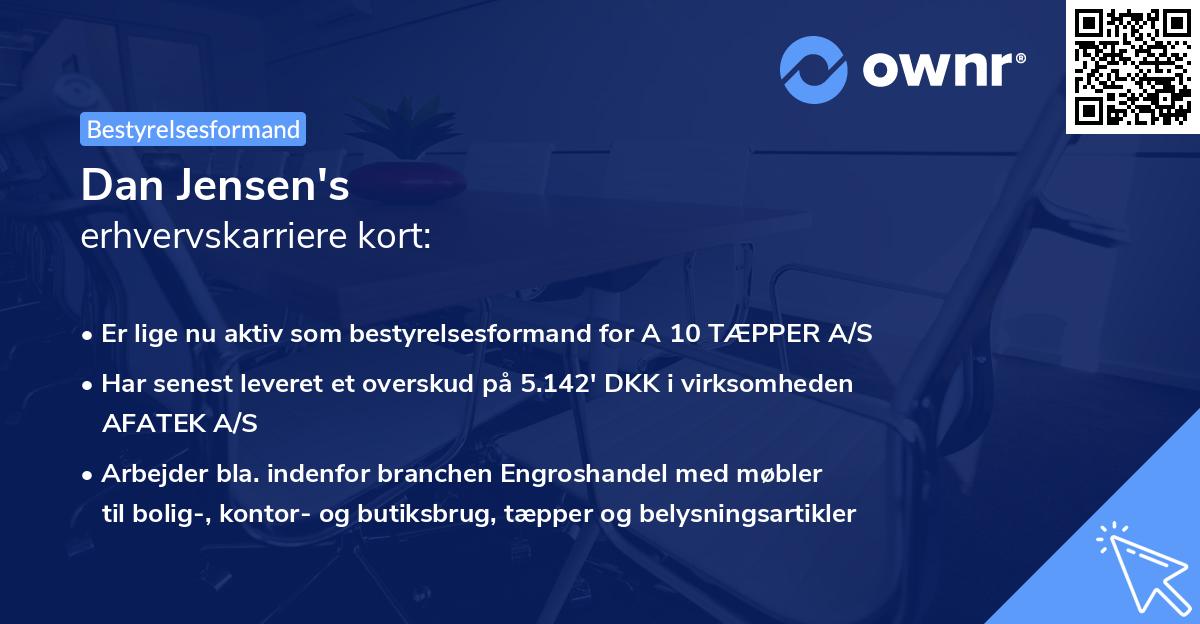 Dan Jensen's erhvervskarriere kort