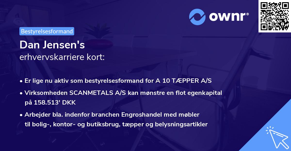 Dan Jensen's erhvervskarriere kort