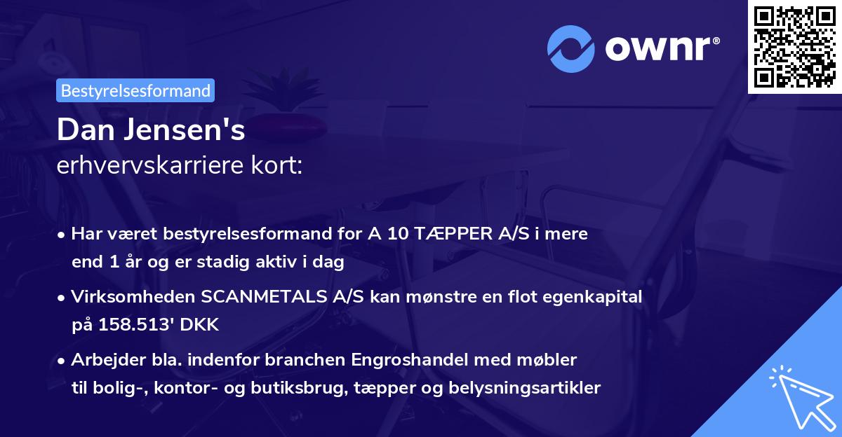 Dan Jensen's erhvervskarriere kort