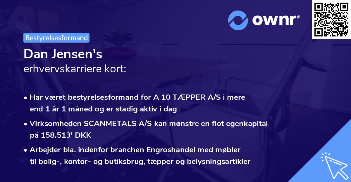 Dan Jensen's erhvervskarriere kort