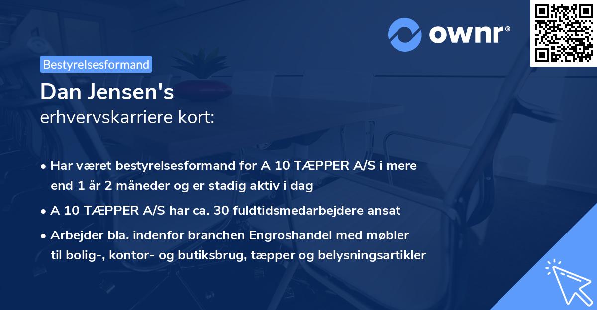 Dan Jensen's erhvervskarriere kort