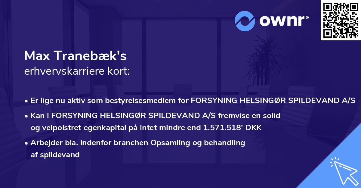 Max Tranebæk's erhvervskarriere kort